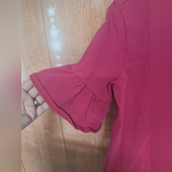 Falls Creek pink ruffle sleeve t-shirt size small - Picture 2 of 3